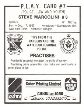 1985-86 Kitchener Rangers (OHL) Police #7 Steve Marcolini Back