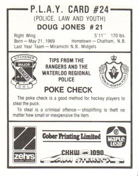 1985-86 Kitchener Rangers (OHL) Police #24 Doug Jones Back