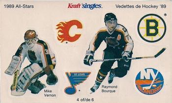 1989-90 Kraft - All-Stars Stickers #4 Mike Vernon / Ray Bourque Front