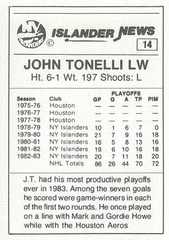 1984 New York Islanders News #14 John Tonelli Back
