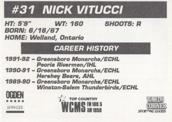 1992-93 Hampton Road Admirals (ECHL) #NNO Nick Vitucci Back