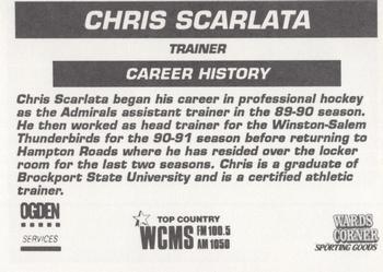 1992-93 Hampton Road Admirals (ECHL) #NNO Chris Scarlata Back