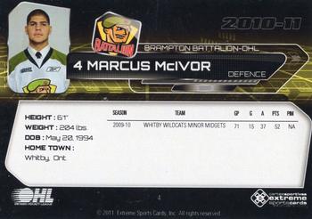2010-11 Extreme Brampton Battalion (OHL) #5 Marcus McIvor Back