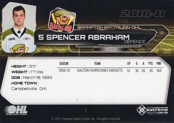 2010-11 Extreme Brampton Battalion (OHL) #6 Spencer Abraham Back