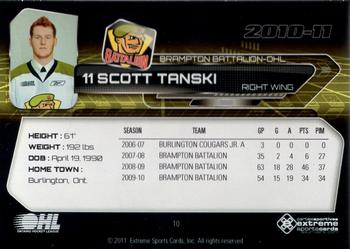 2010-11 Extreme Brampton Battalion (OHL) #11 Scott Tanski Back