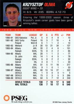 1999-00 PSEG New Jersey Devils #NNO Krzysztof Oliwa Back