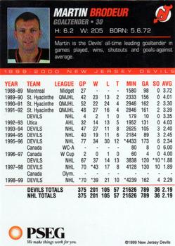 1999-00 PSEG New Jersey Devils #NNO Martin Brodeur Back