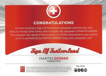 2013 PCAS Silver Series - Sign of Switzerland #SNL-SOS2 Martin Gerber Back