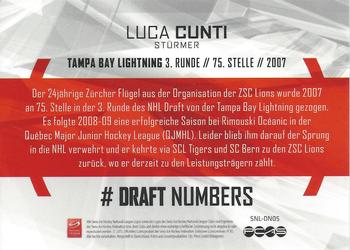 2013 PCAS Silver Series - Draft Numbers #SNL-DN05 Luca Cunti Back