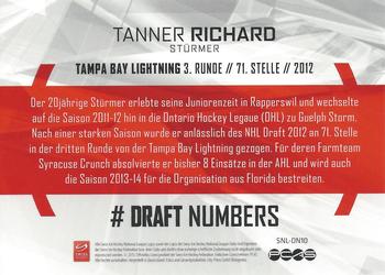2013 PCAS Silver Series - Draft Numbers #SNL-DN10 Tanner Richard Back
