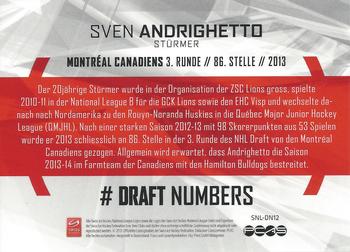 2013 PCAS Silver Series - Draft Numbers #SNL-DN12 Sven Andrighetto Back