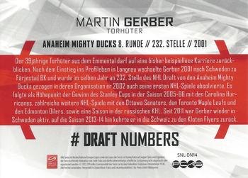 2013 PCAS Silver Series - Draft Numbers #SNL-DN14 Martin Gerber Back