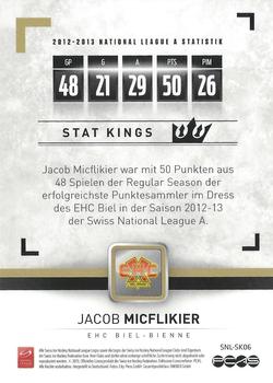 2013 PCAS Silver Series - Stat Kings #SNL-SK06 Jacob Micflikier Back