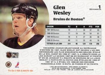 1991-92 Pro Set French #1 Glen Wesley Back