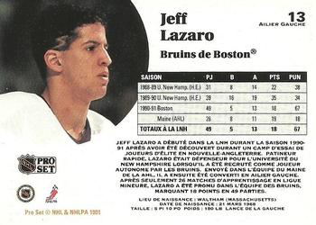 1991-92 Pro Set French #13 Jeff Lazaro Back