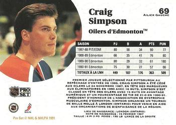 1991-92 Pro Set French #69 Craig Simpson Back