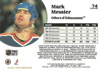 1991-92 Pro Set French #74 Mark Messier Back
