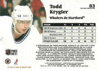1991-92 Pro Set French #83 Todd Krygier Back