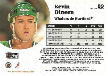 1991-92 Pro Set French #89 Kevin Dineen Back