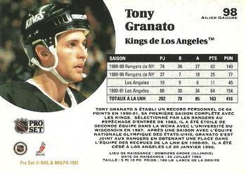 1991-92 Pro Set French #98 Tony Granato Back