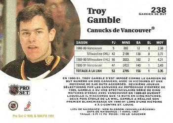 1991-92 Pro Set French #238 Troy Gamble Back