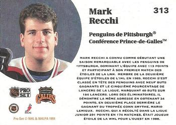 1991-92 Pro Set French #313 Mark Recchi Back