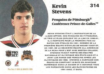 1991-92 Pro Set French #314 Kevin Stevens Back