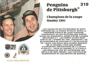 1991-92 Pro Set French #319 Champions de la coupe Stanley 1991 (1991 Stanley Cup Champions) Back