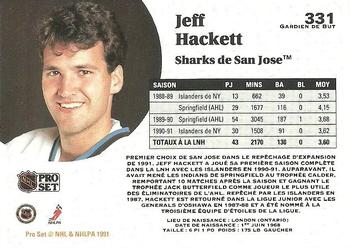 1991-92 Pro Set French #331 Jeff Hackett Back