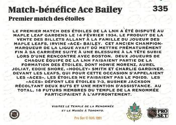 1991-92 Pro Set French #335 Match-bénéfice Ace Bailey (Ace Bailey Benefit Game) Back