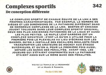 1991-92 Pro Set French #342 Complexes sportifs (Arena Designs) Back