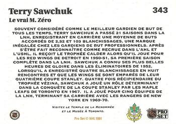 1991-92 Pro Set French #343 Terry Sawchuk Back