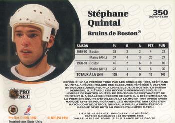 1991-92 Pro Set French #350 Stephane Quintal Back