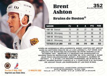 1991-92 Pro Set French #352 Brent Ashton Back