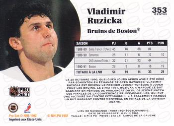 1991-92 Pro Set French #353 Vladimir Ruzicka Back