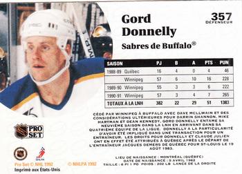 1991-92 Pro Set French #357 Gord Donnelly Back