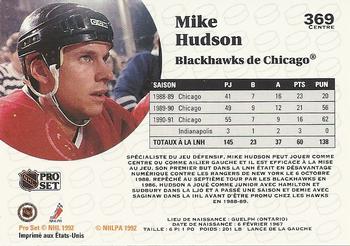1991-92 Pro Set French #369 Mike Hudson Back
