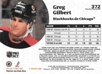 1991-92 Pro Set French #372 Greg Gilbert Back