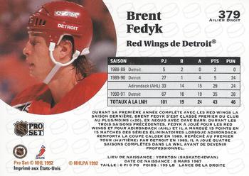 1991-92 Pro Set French #379 Brent Fedyk Back