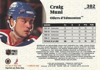 1991-92 Pro Set French #382 Craig Muni Back