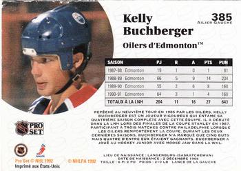 1991-92 Pro Set French #385 Kelly Buchberger Back