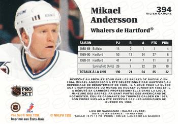 1991-92 Pro Set French #394 Mikael Andersson Back