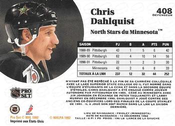 1991-92 Pro Set French #408 Chris Dahlquist Back
