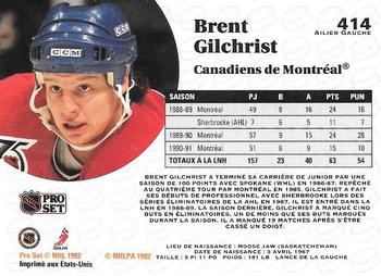 1991-92 Pro Set French #414 Brent Gilchrist Back