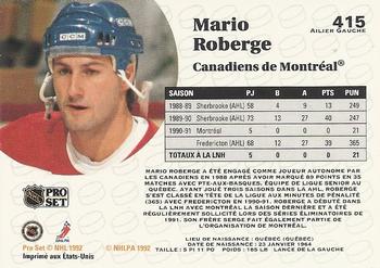 1991-92 Pro Set French #415 Mario Roberge Back