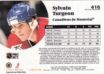 1991-92 Pro Set French #416 Sylvain Turgeon Back
