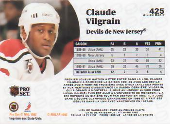 1991-92 Pro Set French #425 Claude Vilgrain Back