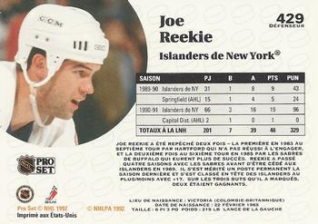 1991-92 Pro Set French #429 Joe Reekie Back