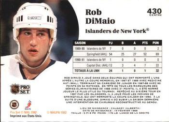1991-92 Pro Set French #430 Rob DiMaio Back