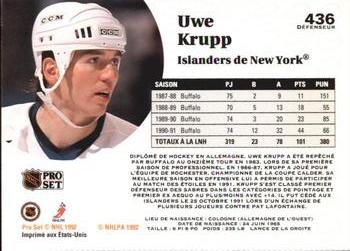 1991-92 Pro Set French #436 Uwe Krupp Back
